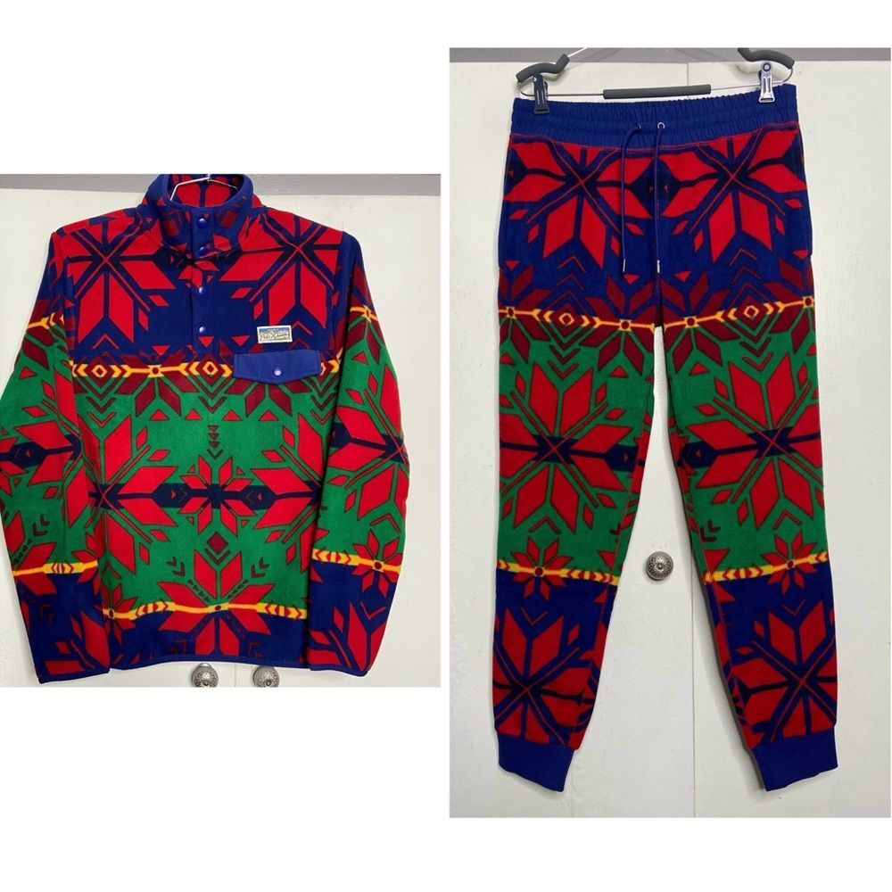 Polo Ralph Lauren Men geometric western snap mock neck pull over sweater